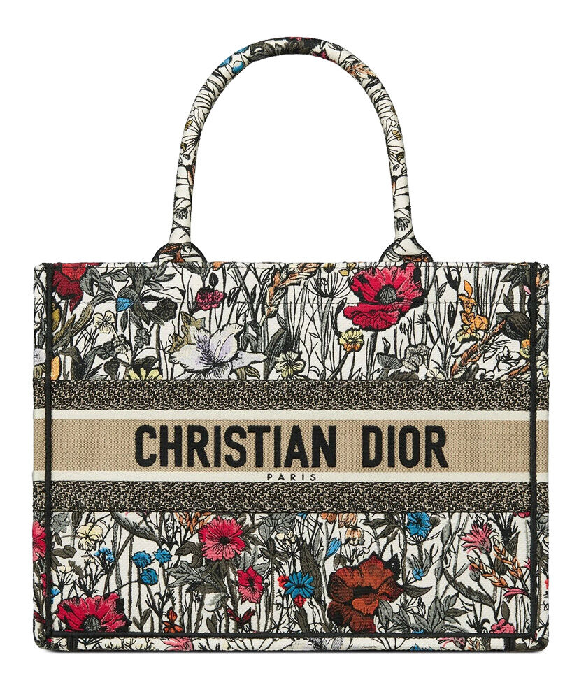 Christian Dior Book Tote Velvet Mizza Embroidery Canvas Grey